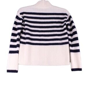 Joie 100% Cashmere Striped Turtleneck Sweater Cream Blue Women's Size XS Soft